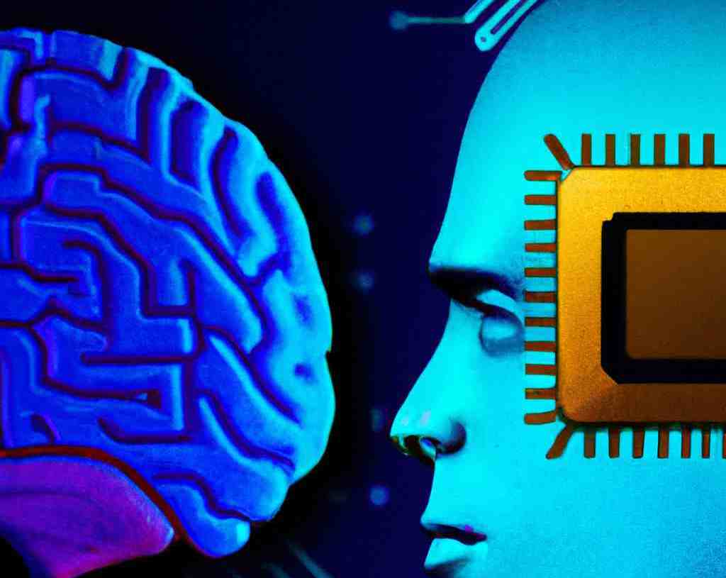 DALL·E 2023 03 17 00.28.59 Un cerebro humano y una CPU representando la idea de la inteligencia artificial